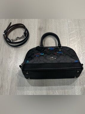 EUC Coach | Mini Sierra Satchel | Bird Print | Smoke-Silver-Black | Crossbody